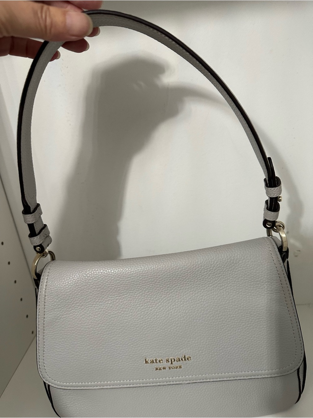 kate spade Hudson Pebbled Leather Shoulder Bag in Light Gray